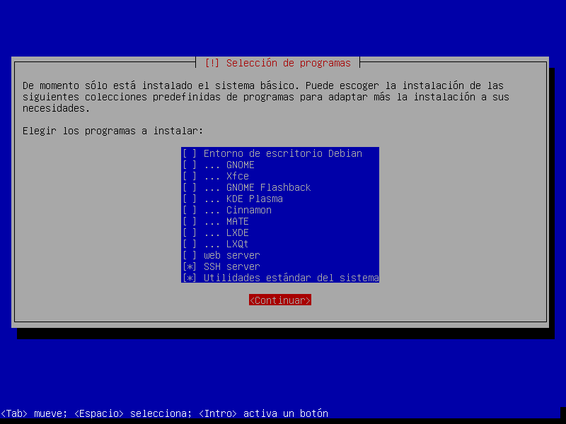 SSH server y Utilidades estándar del sistema